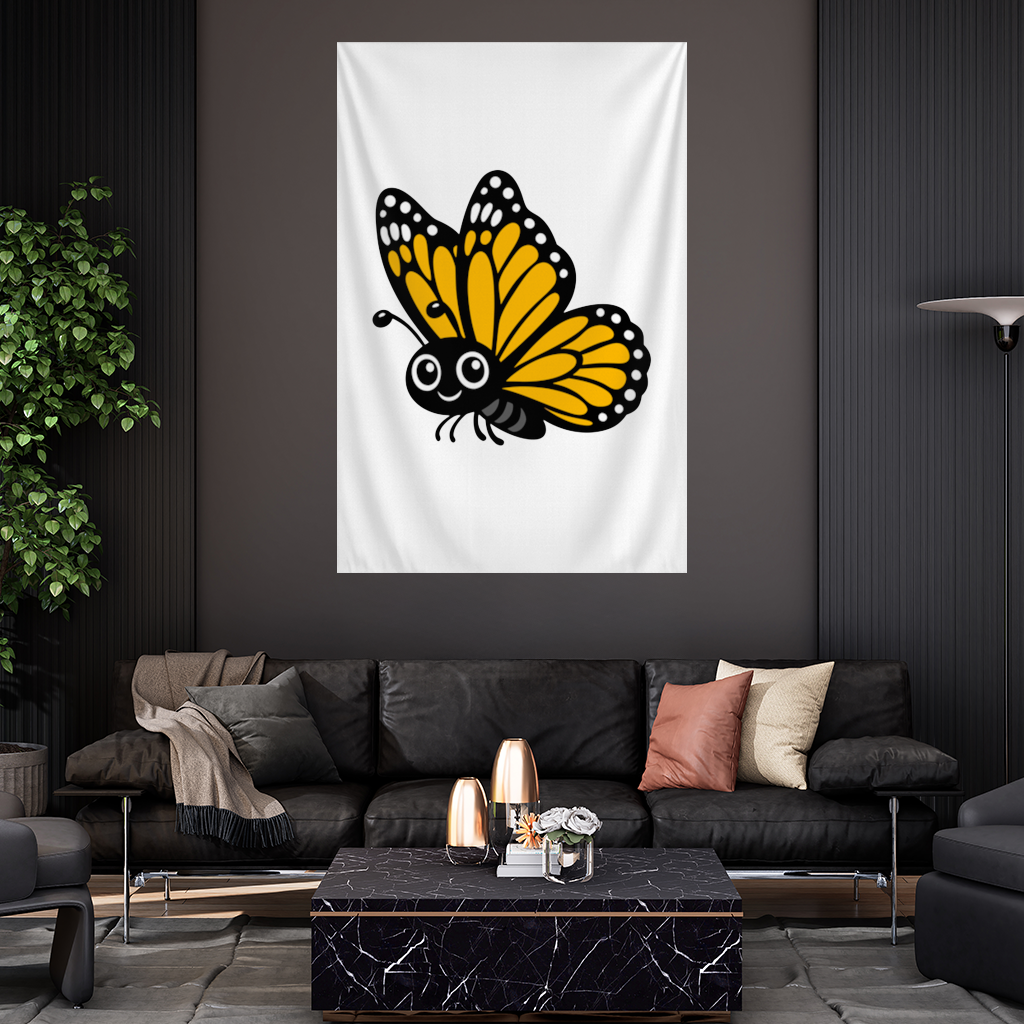 Gülümseyen Turuncu Monarch Kelebeği Duvar Örtüsü