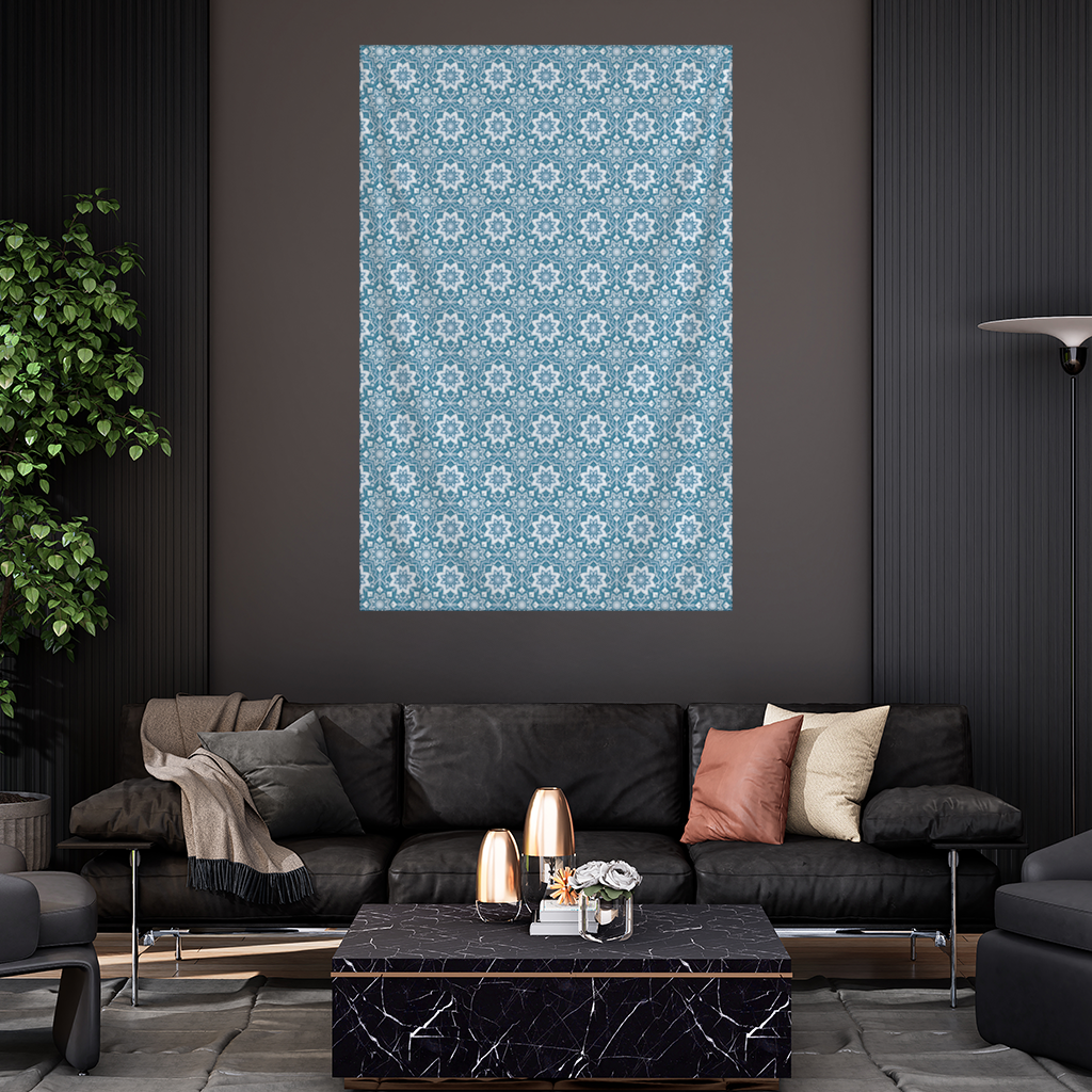 Elegant Blue Mandala Pattern Wall Tapestry
