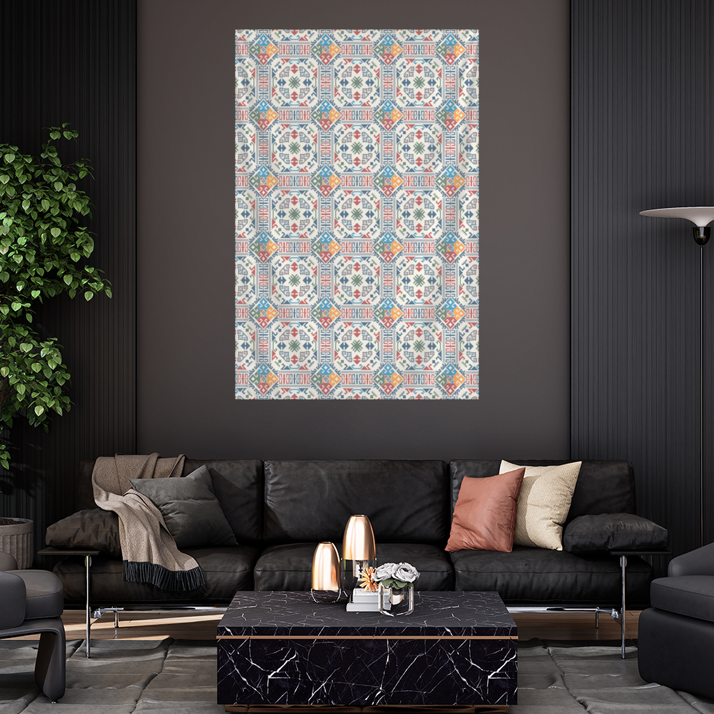 Multicolor Ethnic Geometric Motif Wall Tapestry