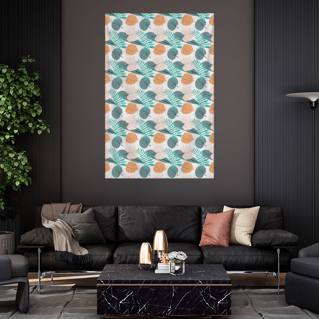 Modern Tropical Leaves Wall Tapestry