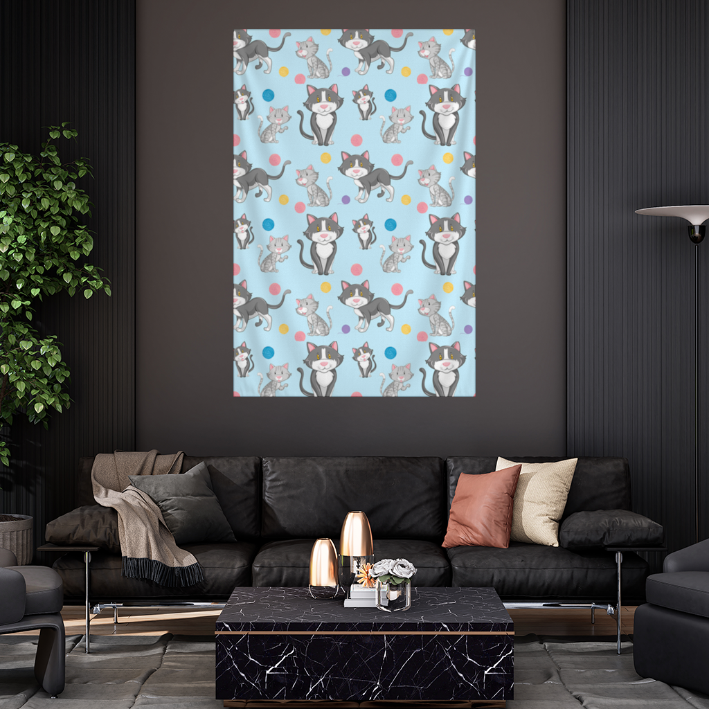 cat repeat pattern Wall Tapestry