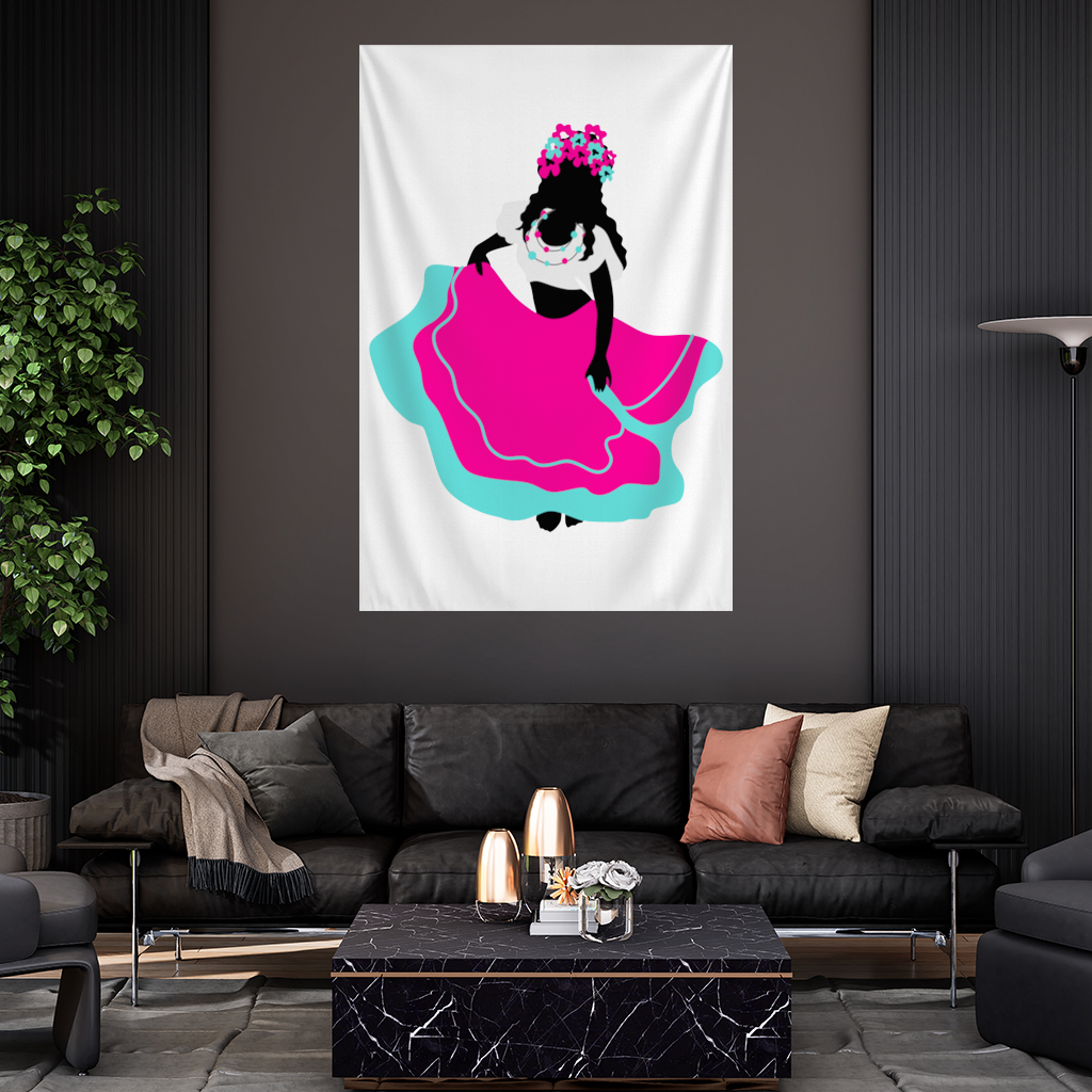 Mexican Folklorico Dancer Silhouette Wall Tapestry