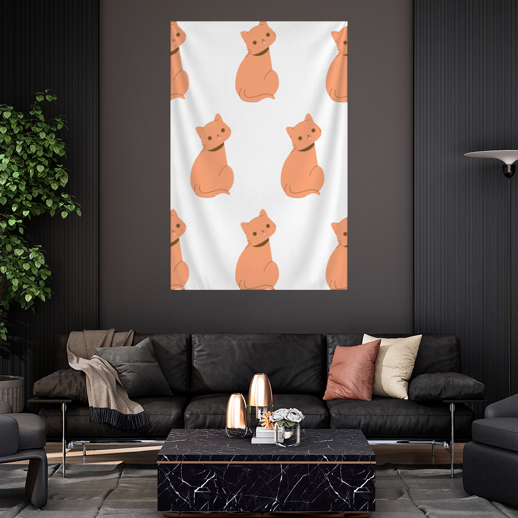 Kawaii Orange Cat Blep Wall Tapestry
