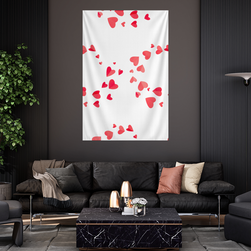Red Hearts Frame Design Wall Tapestry
