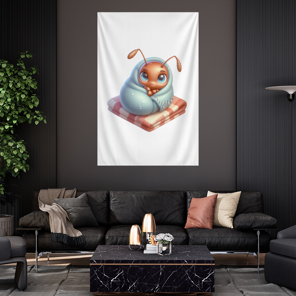 Kawaii Baby Ant Wrapped in Blanket Wall Tapestry