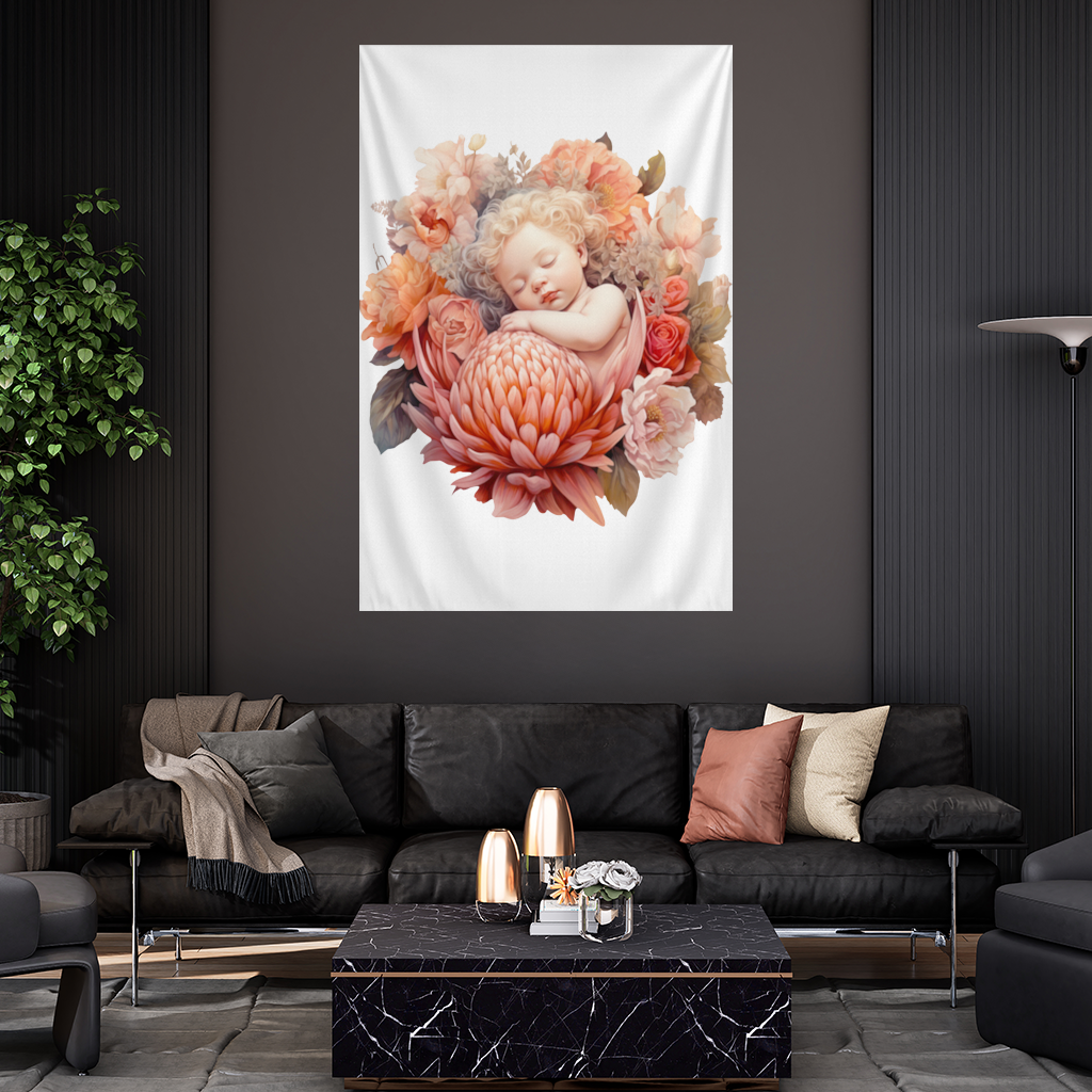 Ethereal Cottagecore Sleeping Baby Wall Tapestry