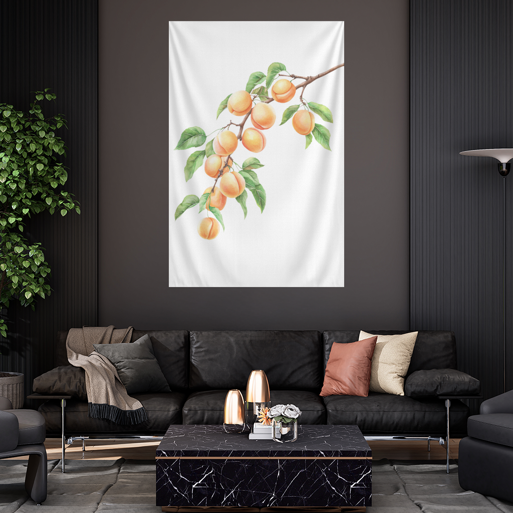 Ripe Orange Apricot Fruit Branch Wall Tapestry