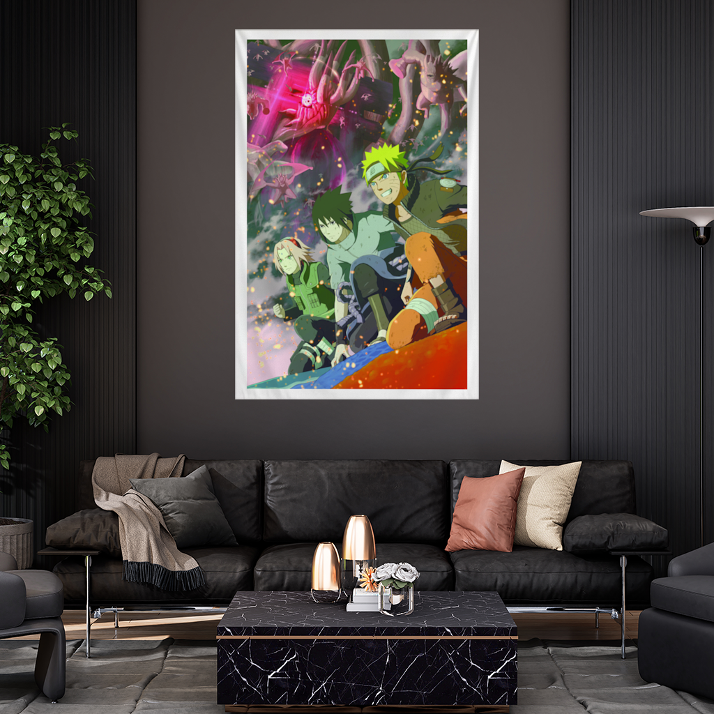 Ninja Team Giant Monster Battle Wall Tapestry