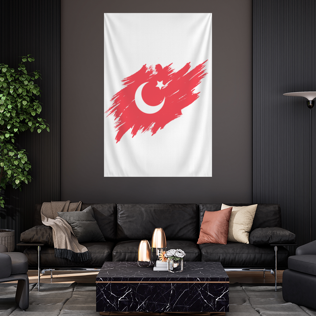 Brushstroke Turkish Flag Crescent Moon 