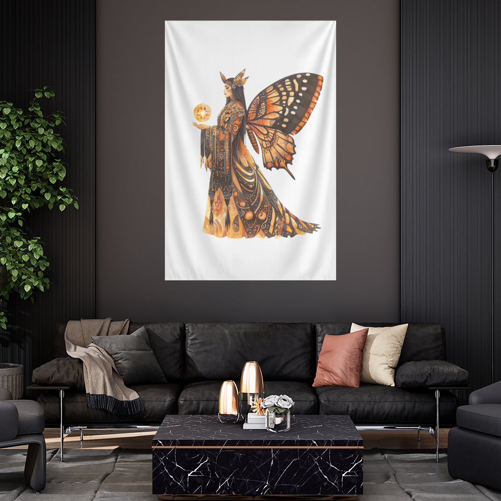 Monarch Kelebek Kanatlı Tanrıça Duvar Örtüsü