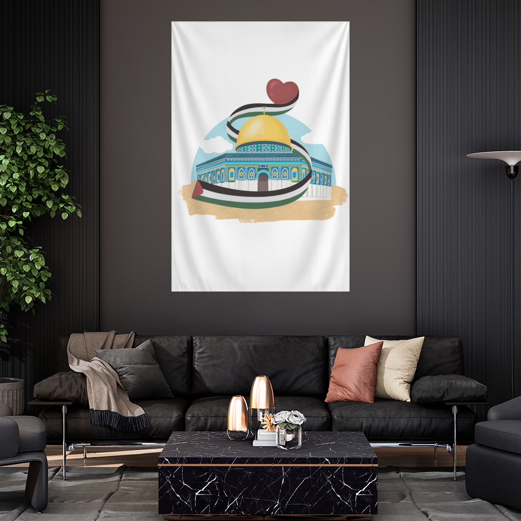 Kubbet-üs Sahra with the Palestinian flag and a heart Wall Tapestry
