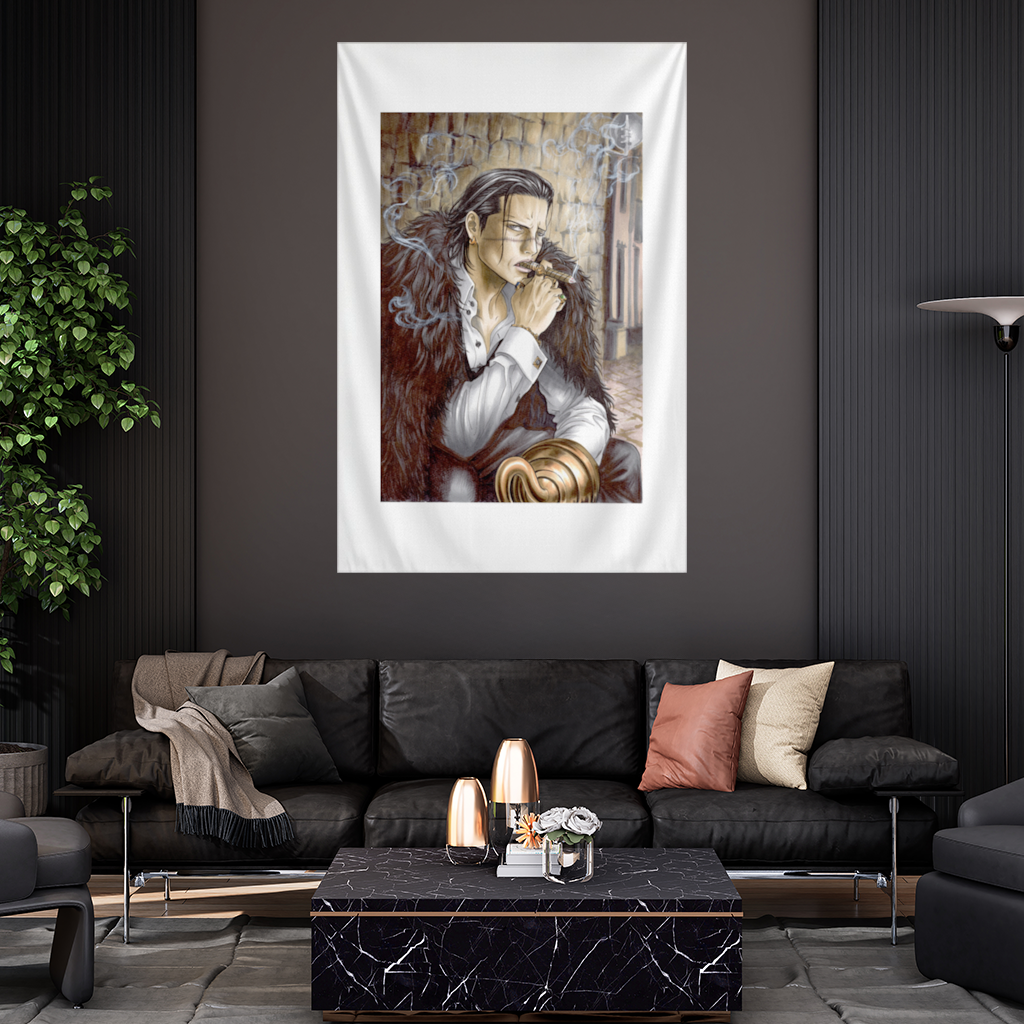 Mysterious Mafia Boss with Gold Hook Wall Tapestry