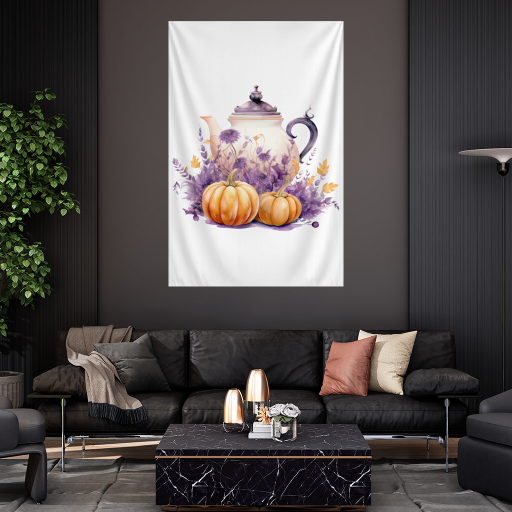 Vintage Purple Floral Pumpkin Teapot 
