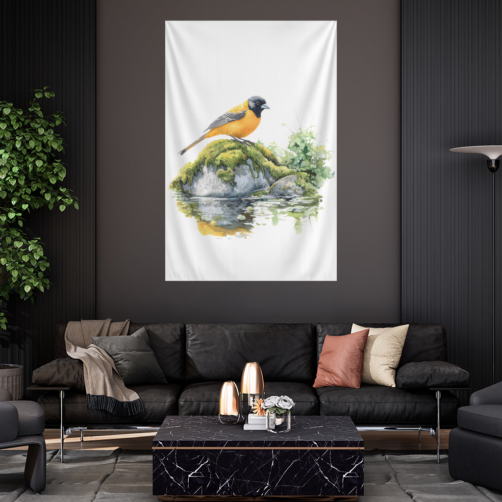 Orange Baltimore Oriole Bird Wall Tapestry