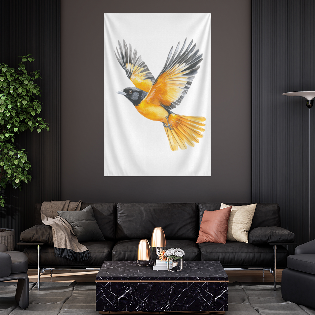 Turuncu Siyah Oryol Kuşu Duvar Örtüsü