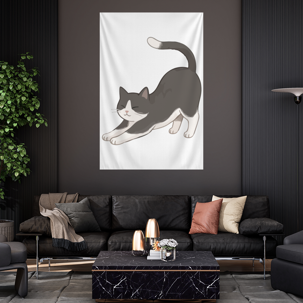 Stretching Tuxedo Cat 