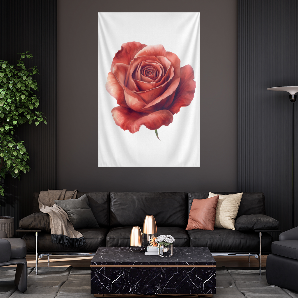 Crimson Red Rose Wall Tapestry