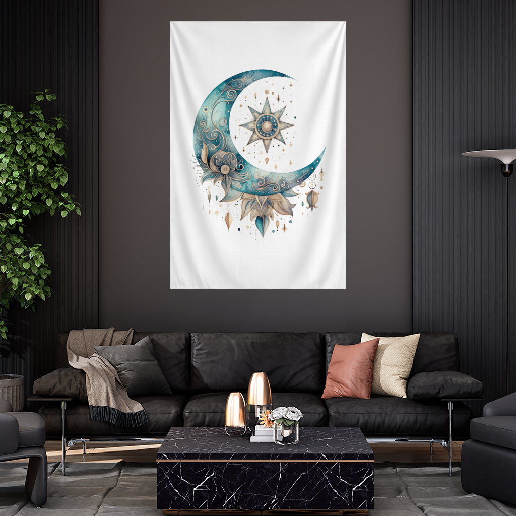Boho Celestial Sun and Moon Wall Tapestry