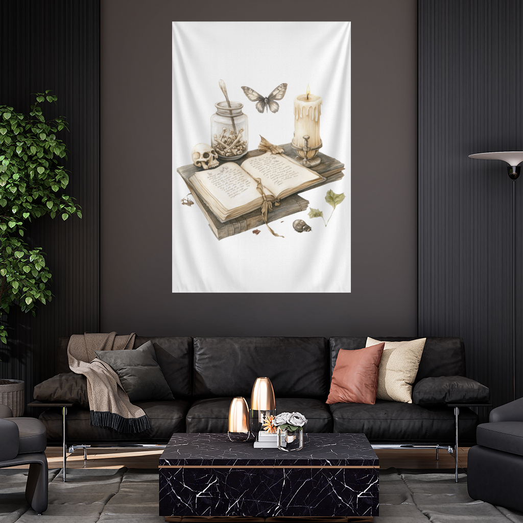 Vintage Dark Academia Grimoire Wall Tapestry