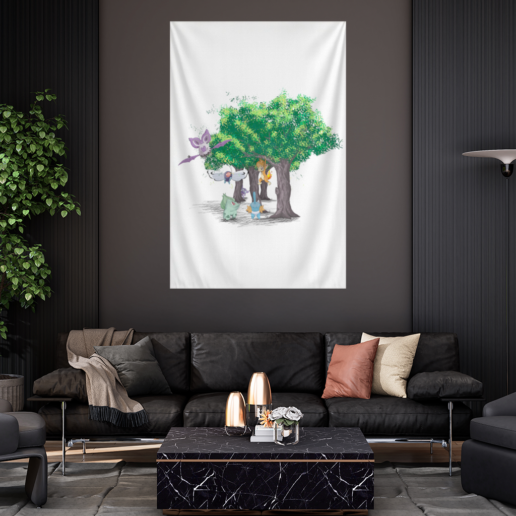 Fanmade Fakemon Characters, happy friends, anime characters Wall Tapestry