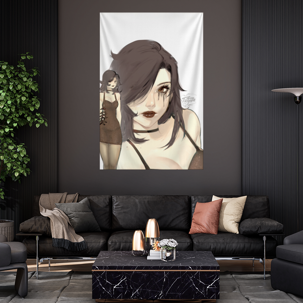 Goth Anime Girl Wall Tapestry