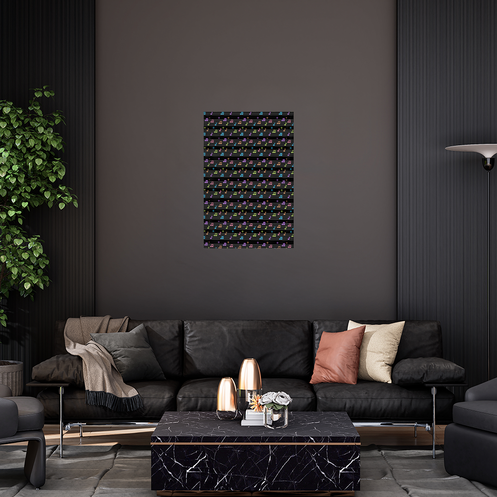 Vibrant Neon Music Notes and Rhythm Seamless Pattern Wall Tapestry