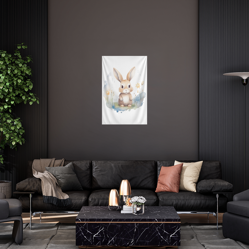 Cute Bunny Watercolor Illustration Wall Tapestry