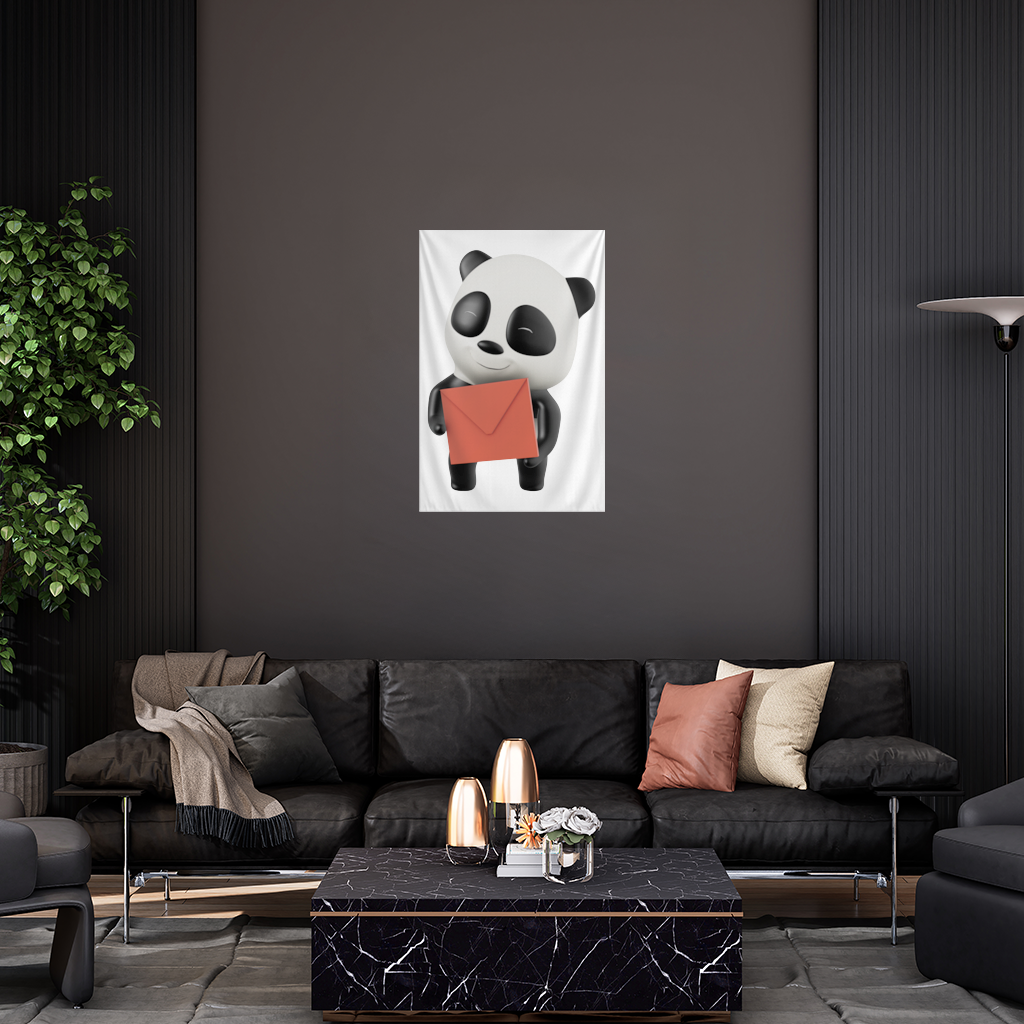 Happy Panda Character Holding Red Envelope Wall Tapestry