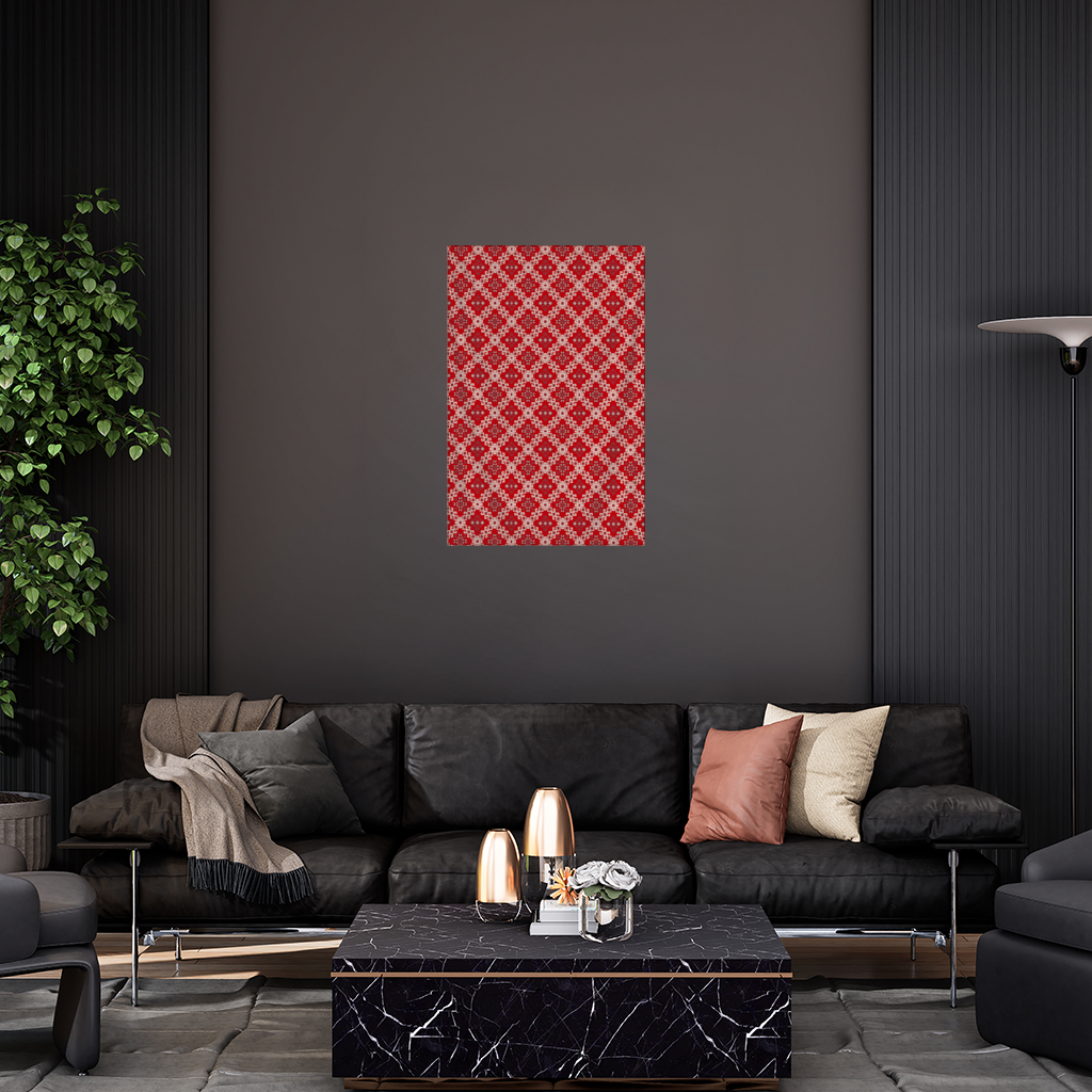 Red Ethnic Embroidery Pattern Wall Tapestry