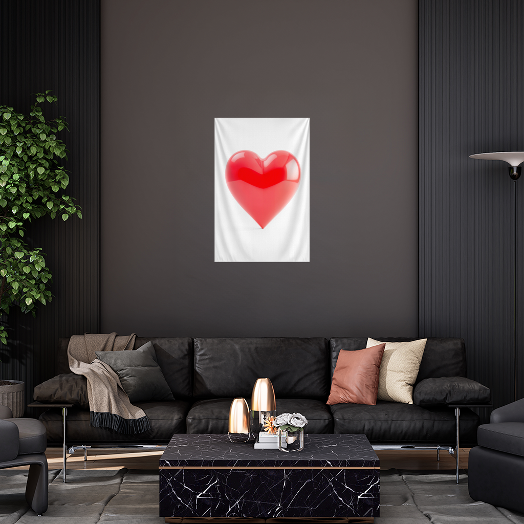 Glossy Red 3D Heart Wall Tapestry
