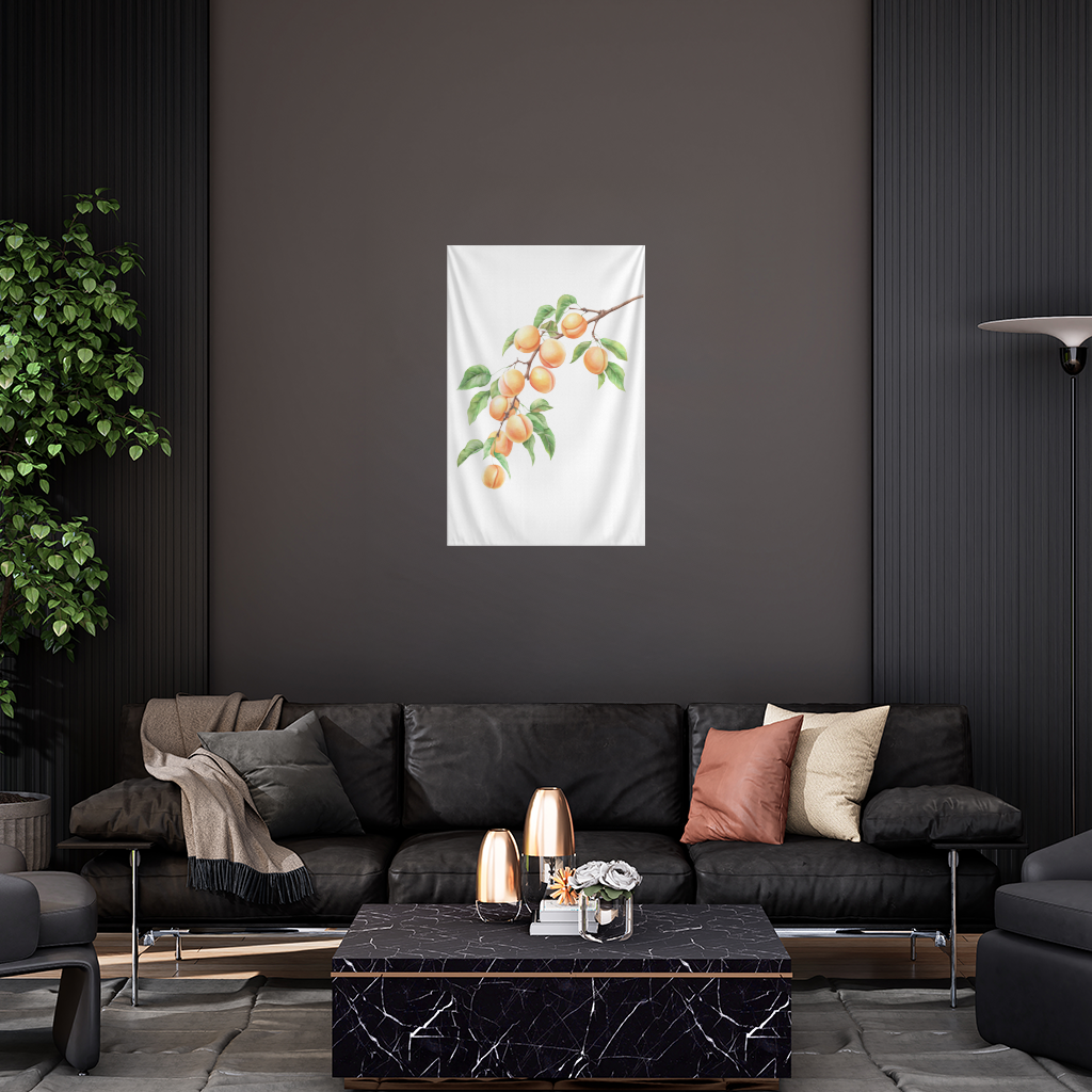Ripe Orange Apricot Fruit Branch Wall Tapestry