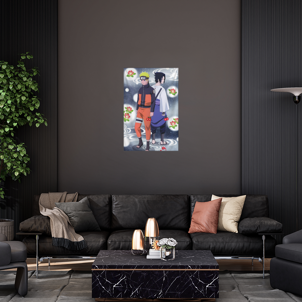 Two Rival Warriors with Red Camellias Wall Tapestry