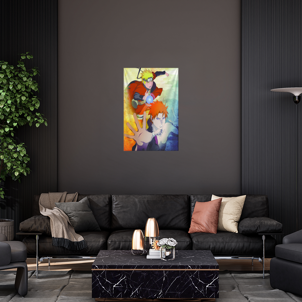 Turuncu Ninja Enerji Küresi Düellosu Duvar Örtüsü