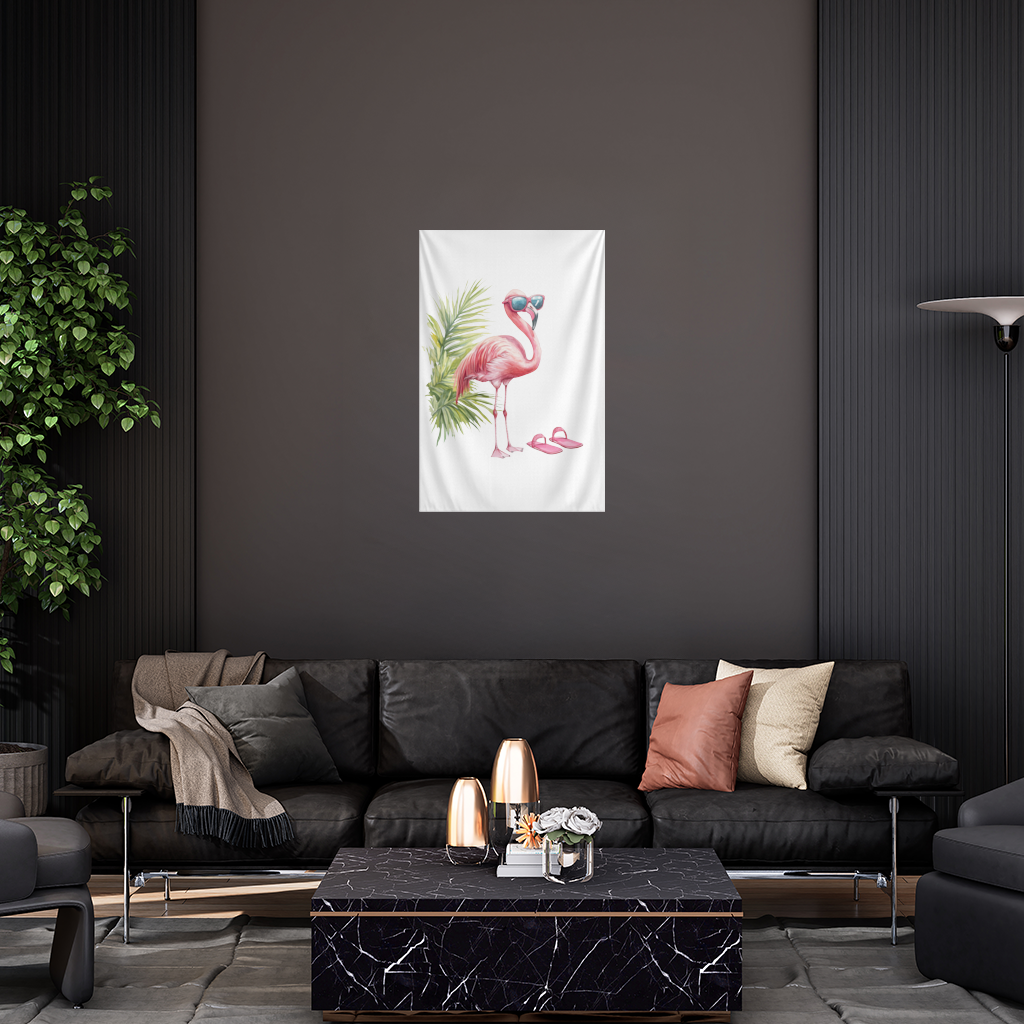 Pink Flamingo with Sunglasses Wall Tapestry