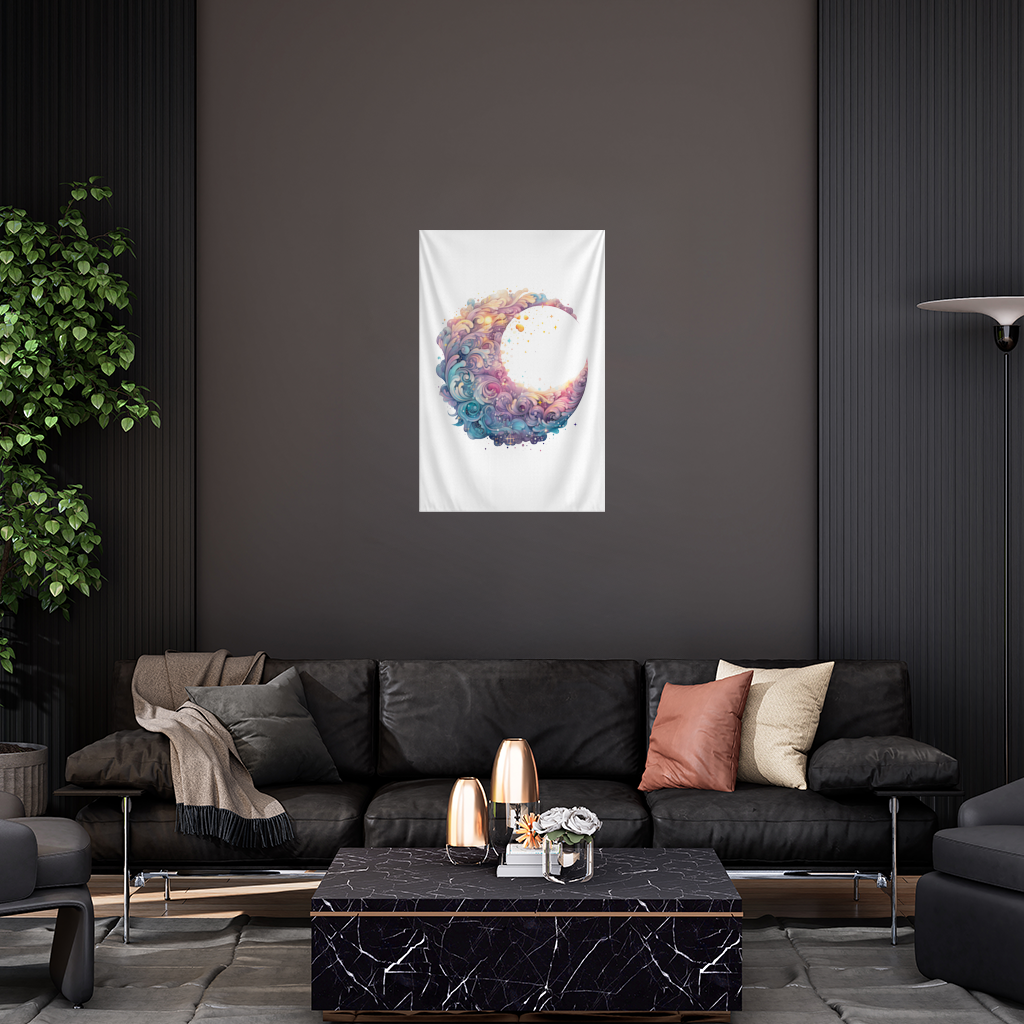 Colorful Swirled Celestial Moon Wall Tapestry