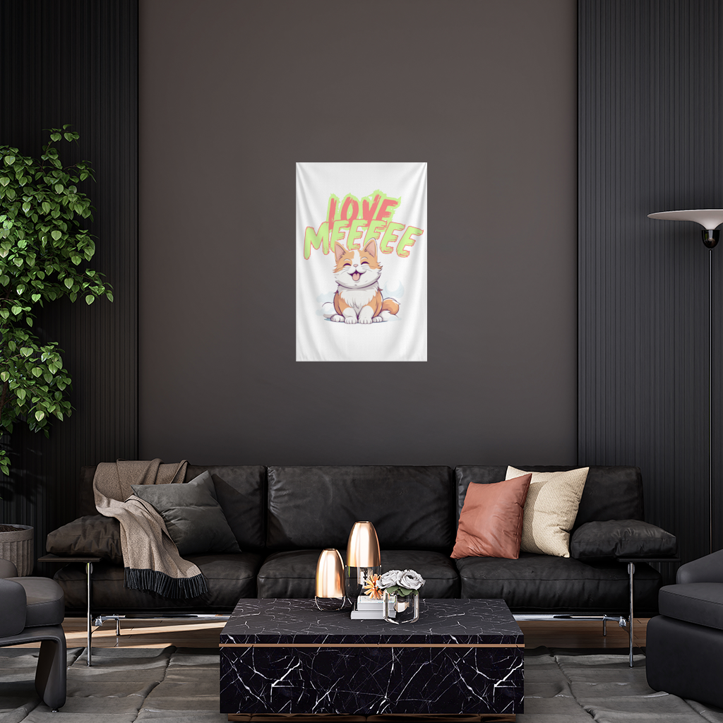 Cute Orange Cat Love Me Wall Tapestry