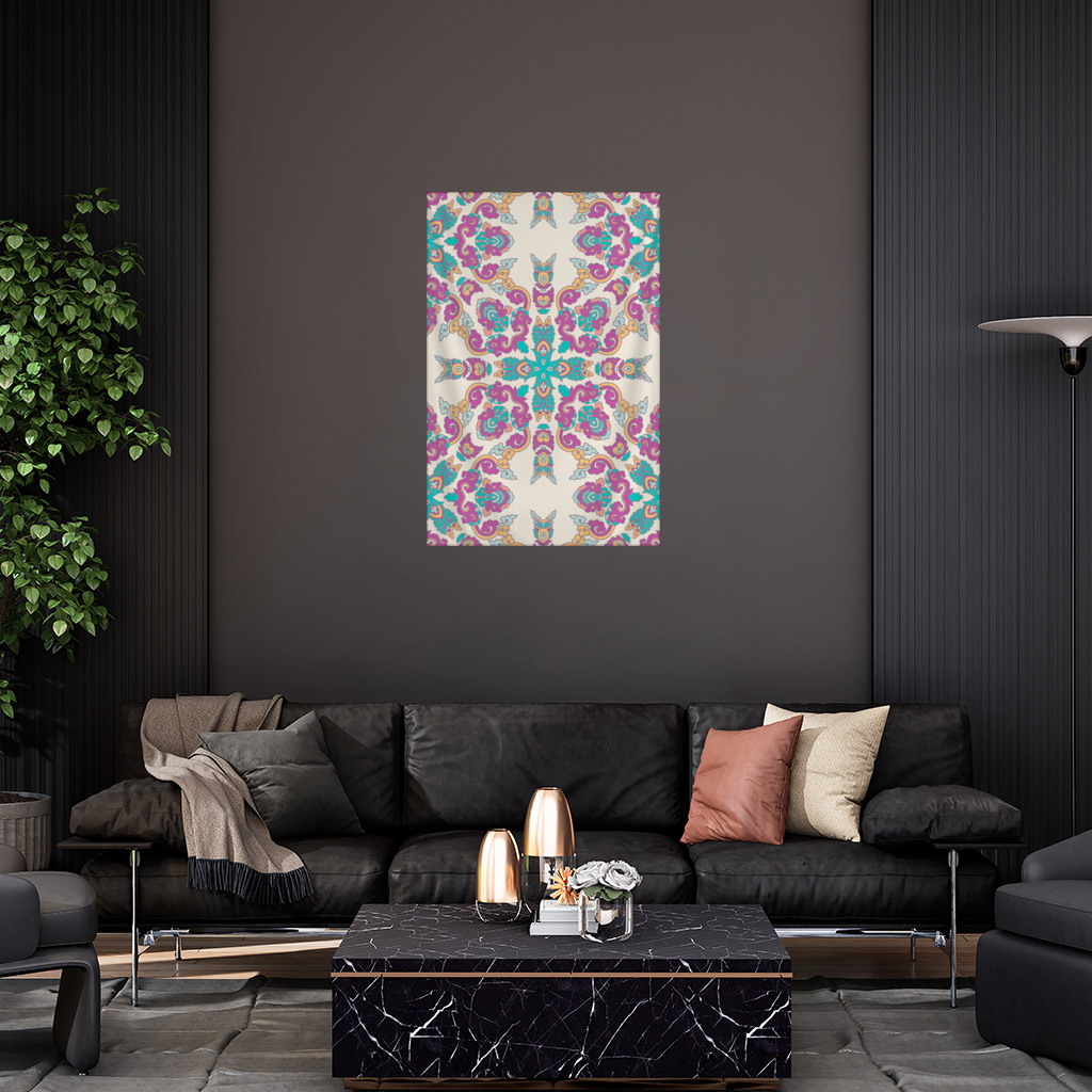 Colorful Oriental Symmetrical Mandala Pattern Wall Tapestry