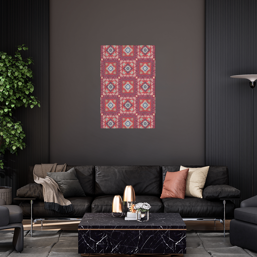 Traditional Kilim Inspired Red Ethnic Geometric Pattern Wall Tapestry