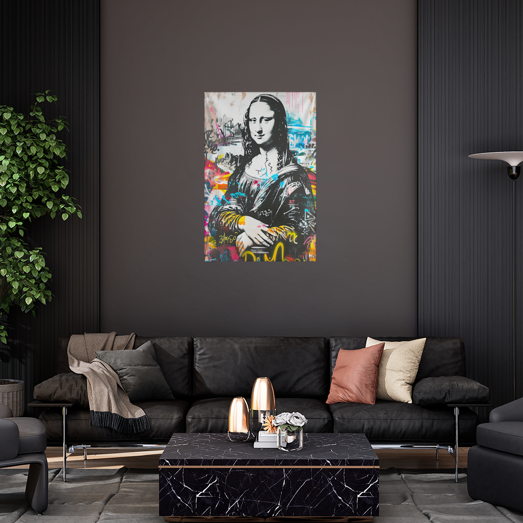 Graffiti Style Modern Mona Lisa Illustration Wall Tapestry