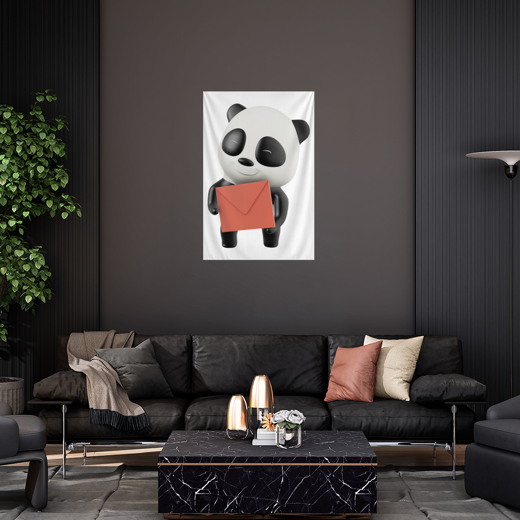 Happy Panda Character Holding Red Envelope 