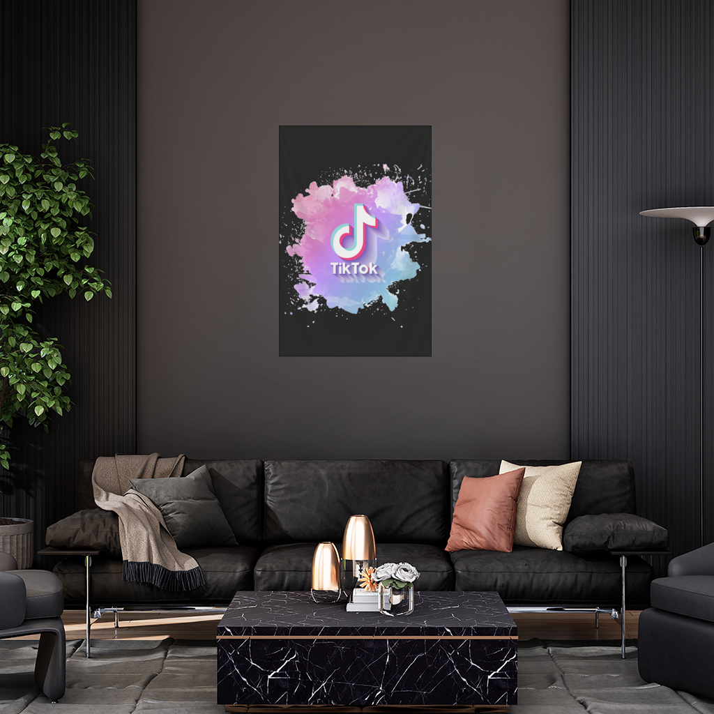 TikTok Logo with Watercolor Effect Wall Tapestry
