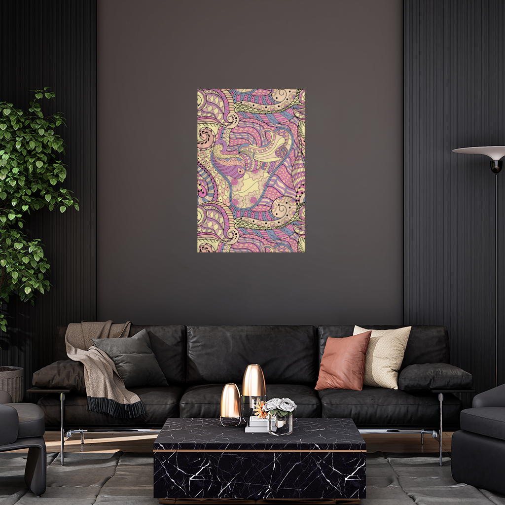 Psychedelic Zentangle Floral Wall Tapestry