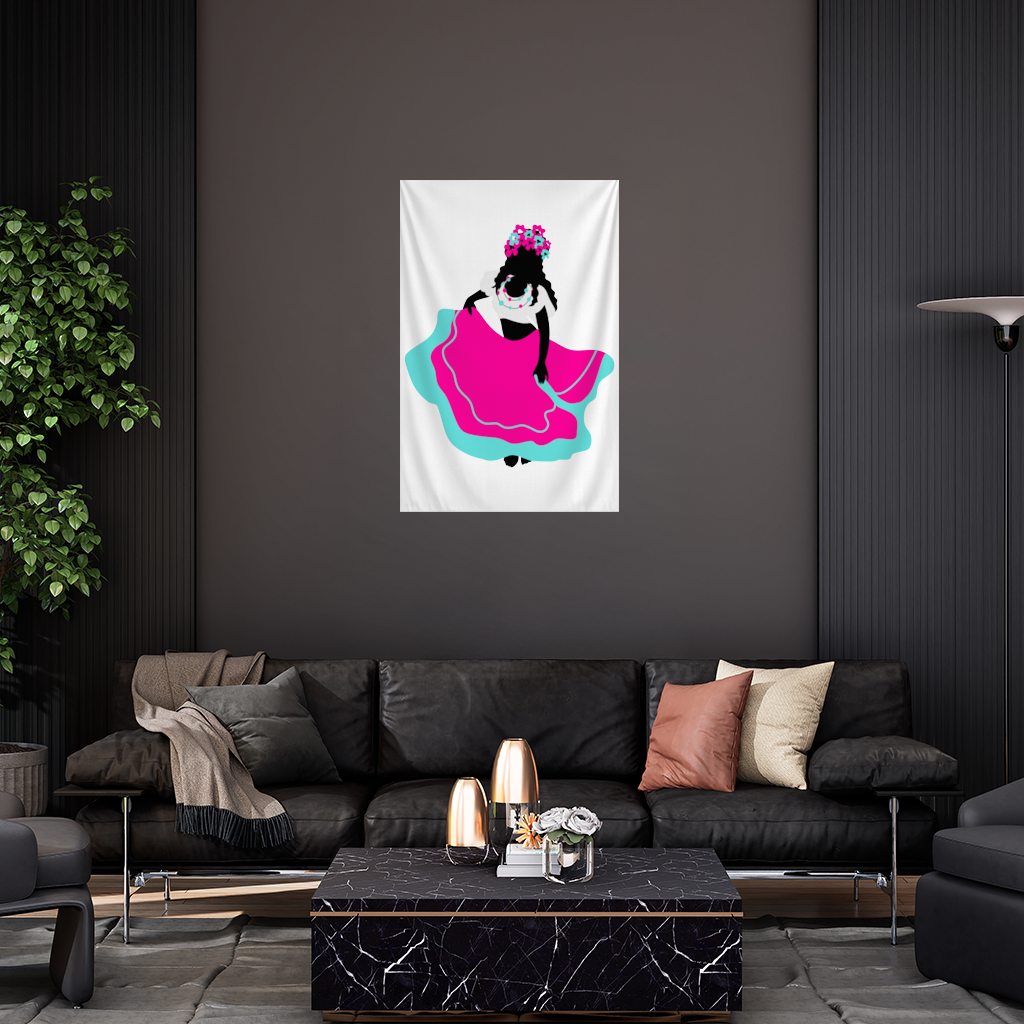Mexican Folklorico Dancer Silhouette Wall Tapestry