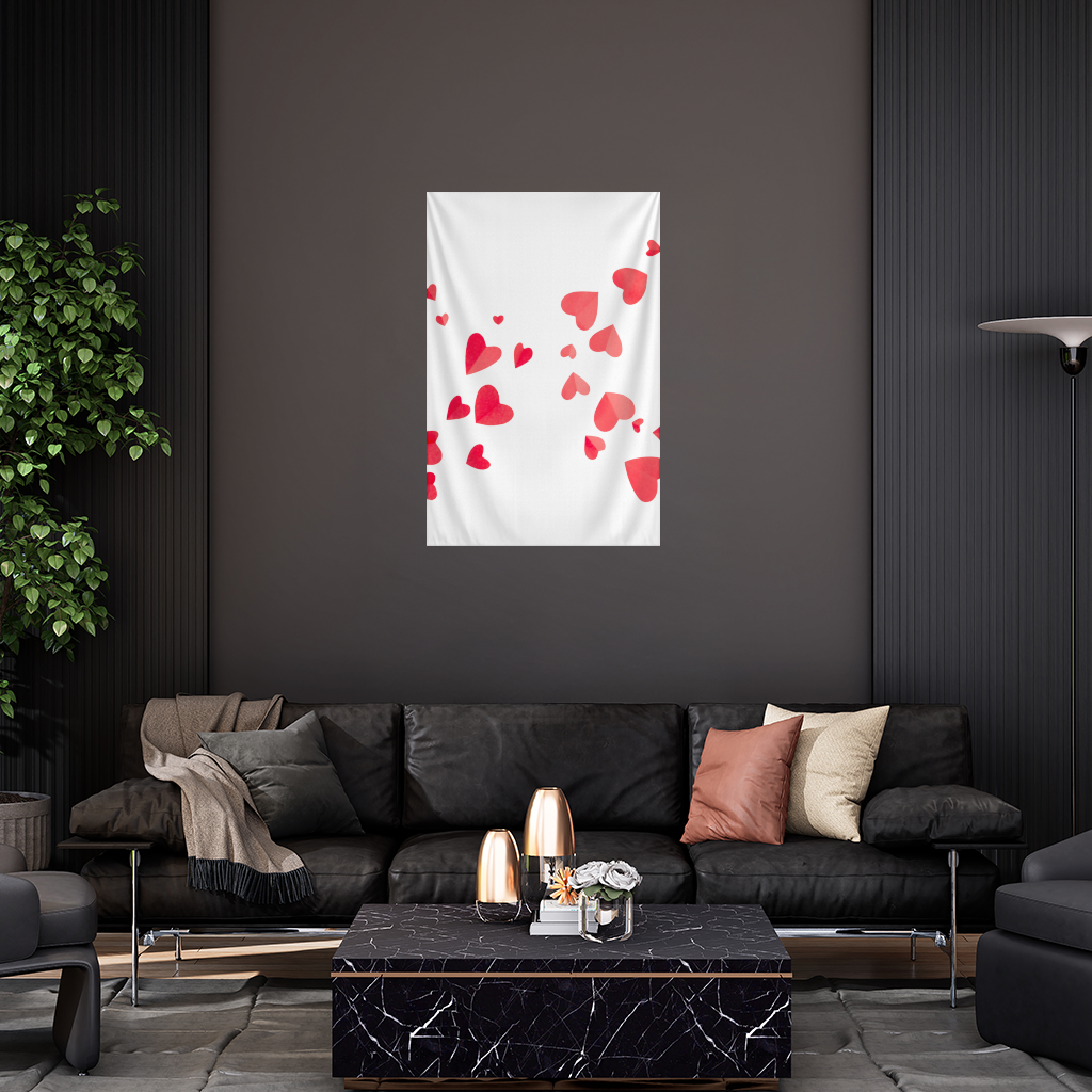 Red Hearts Frame Design Wall Tapestry
