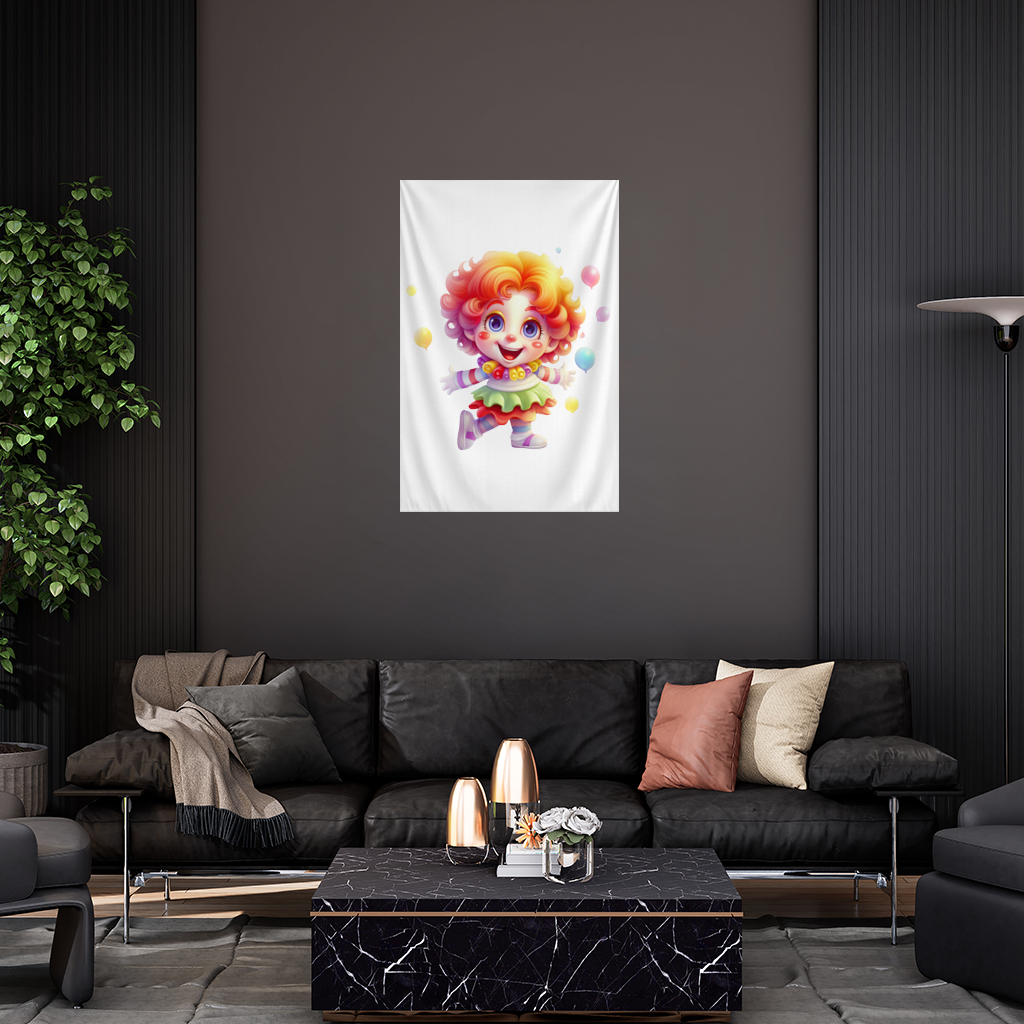 Cute Rainbow Hair Happy Clown Wall Tapestry