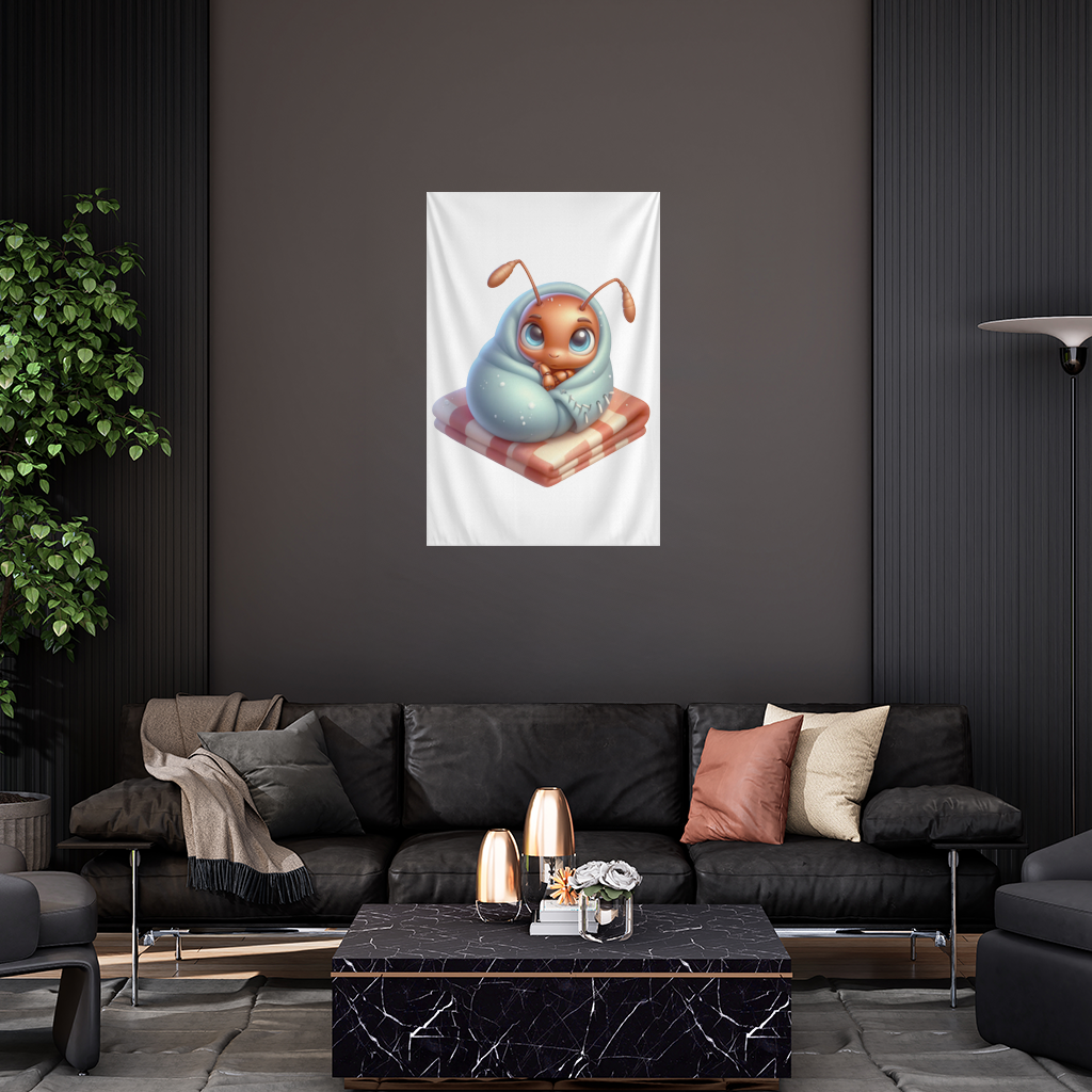 Kawaii Baby Ant Wrapped in Blanket Wall Tapestry