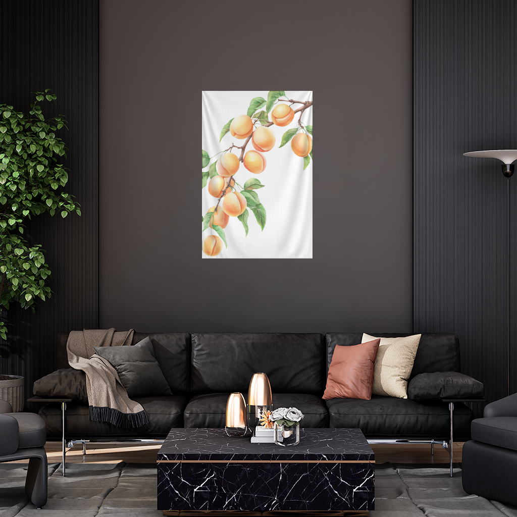 Ripe Orange Apricot Fruit Branch Wall Tapestry