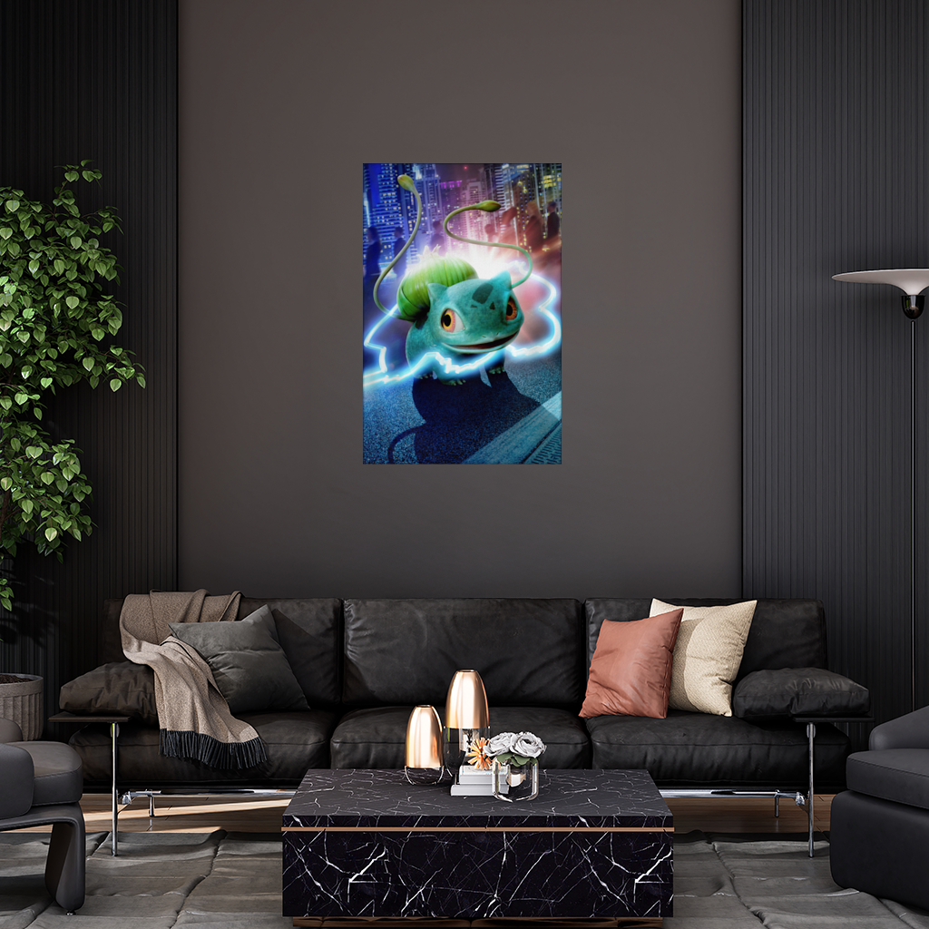 Gece Şehrinde Parlayan Neon Canavar Duvar Örtüsü