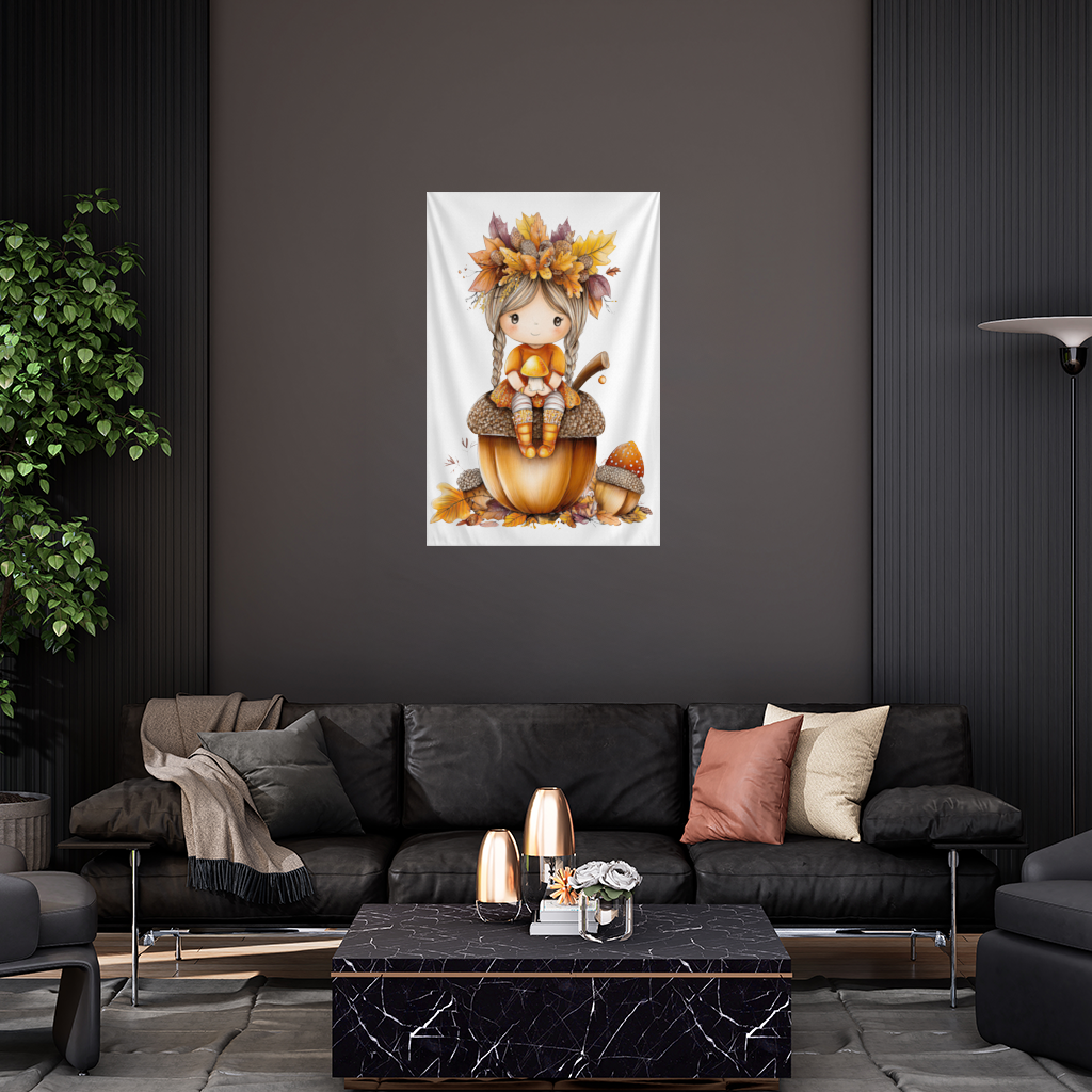 Mantar Tutan Meşe Palamudu Kızı Duvar Örtüsü