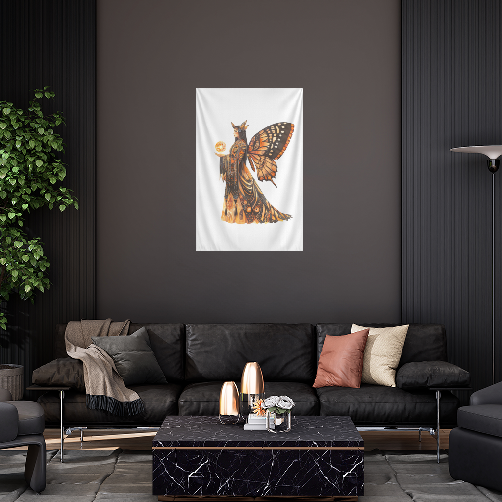 Monarch Kelebek Kanatlı Tanrıça Duvar Örtüsü